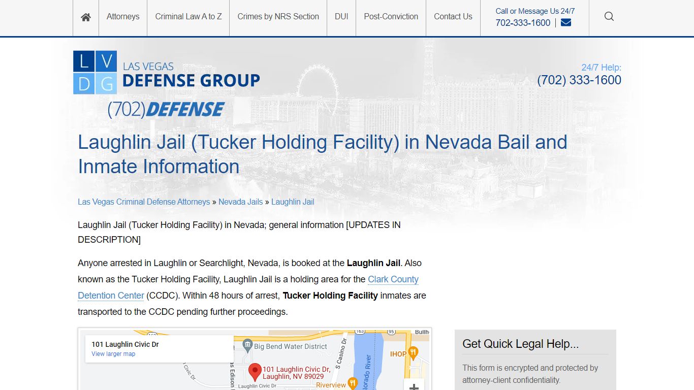 Laughlin, NV Jail - Tucker Holding Facility information